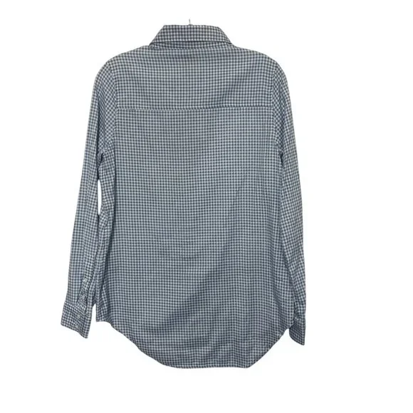 Polly & Esther Gingham Button Up Shirt Womens Medium Blue New Long Sleeve - Picture 2 of 8